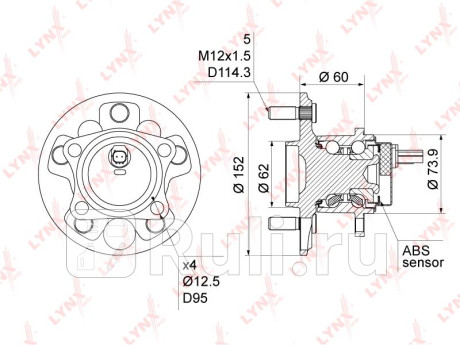 Ступица колеса, зад прав/лев, toyota corolla (_e15_) 06-13 / auris (_e15_,_e18_) 06- LYNXAUTO WH1042  для прочие 2, LYNXAUTO, WH1042