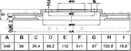 Диск тормозной передний левый bmw 5(g30,g31)  6(g32)  7(g11,g12)  x3(g01,f97) 16- BLITZ BS0486  для Разные, BLITZ, BS0486