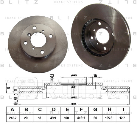 Диск тормозной передний вентилируемый suzuki baleno liana 95- BLITZ BS0147  для Разные, BLITZ, BS0147